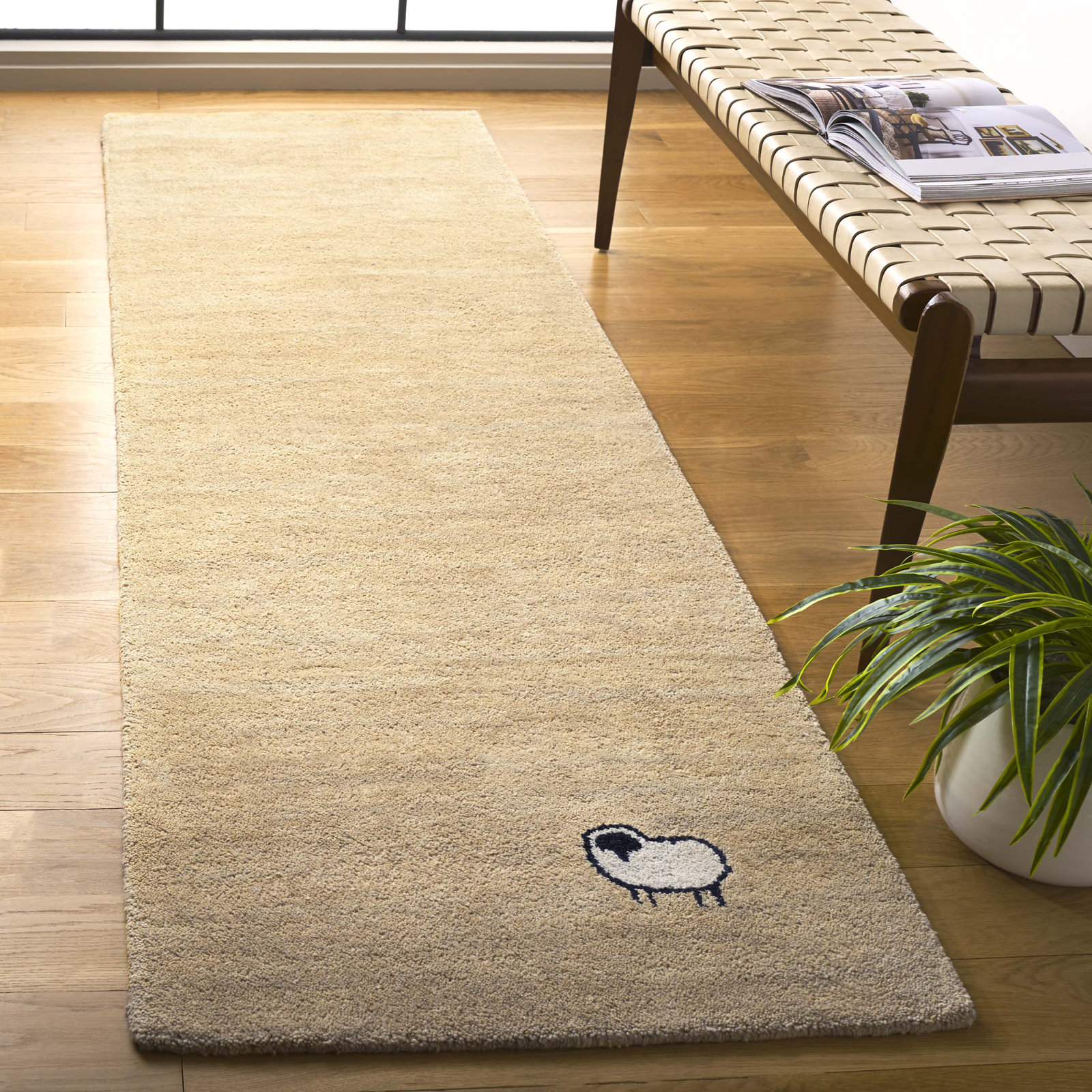 Lonzo Beige Hand-Woven Rug, Runner 2'3" x 8'