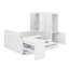 Lit plateforme en bois avec tiroirs, tablettes, bureau et garde-robe-53619314