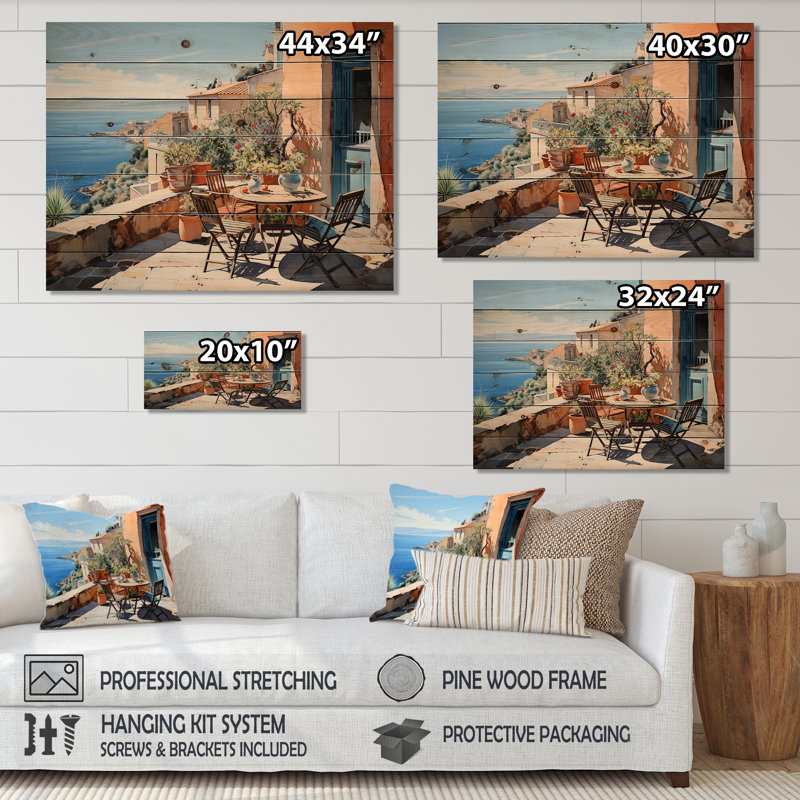 La Dolce, côte italienne IV sur bois, H 10 po x l 20 po x P 0,78 po