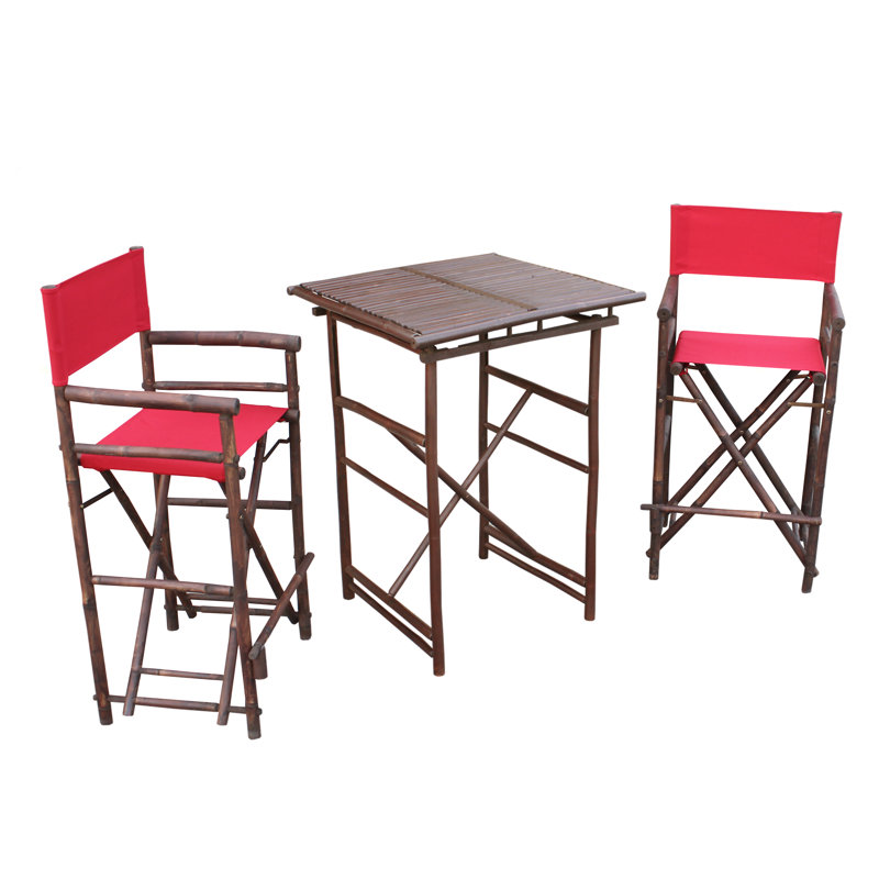 Gupton 2 - Person Patio Dining Set with Square Table, Red