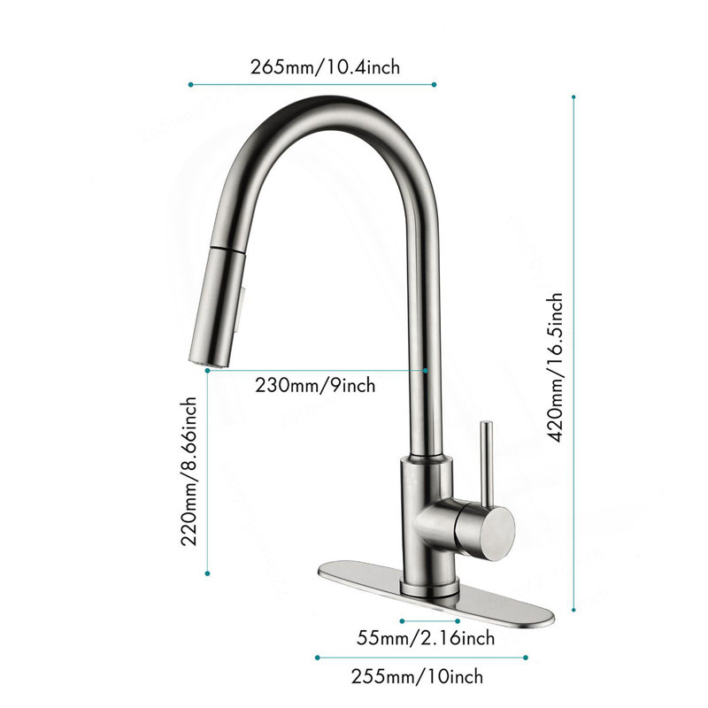 Kitchen Faucet With Pull Down Sprayer, Brushed Nickel