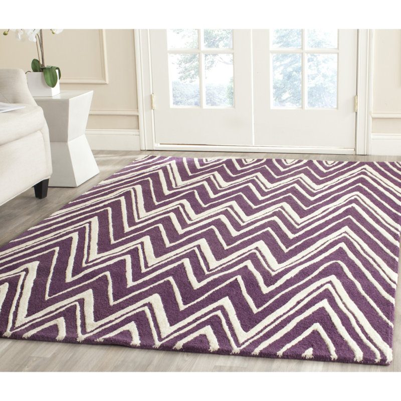 Sanyla Hand Tufted Wool Chevron Rug, Rectangle 8' x 10'