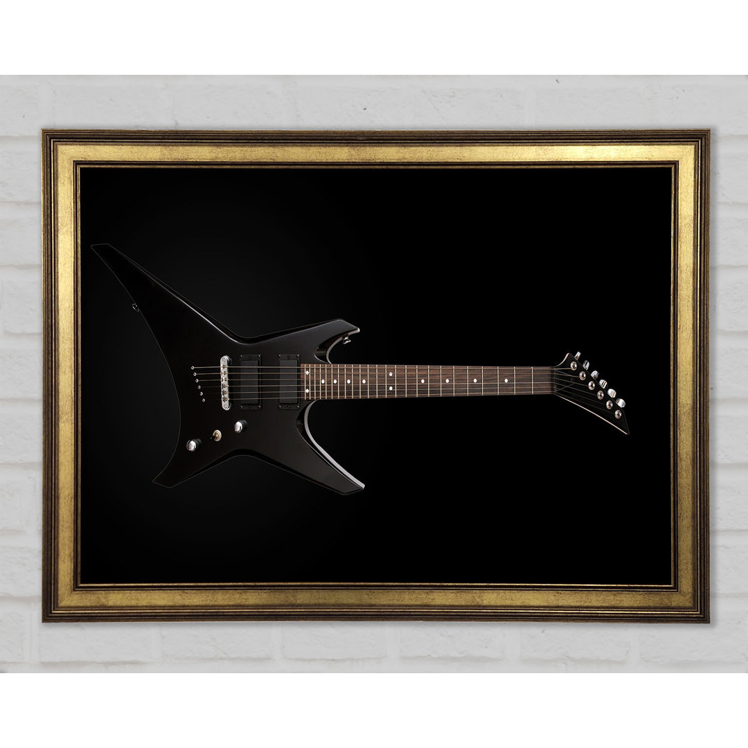 Rock And Roll Black Guitar - Einzelner Bilderrahmen Kunstdrucke