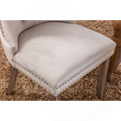 High-End Tufted Contemporary Velvet Upholstered Dining Chair With Wood Legs Nailhead Trim 2-Pcs Set