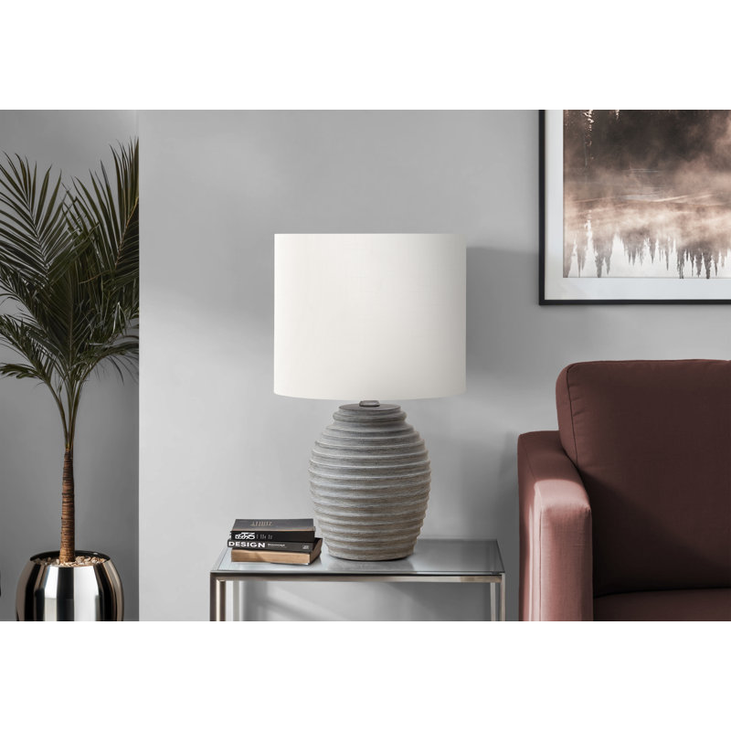Lighting, 17 po, lampe de table, résine, abat-jour ivoire / crème, contemporain, Gris
