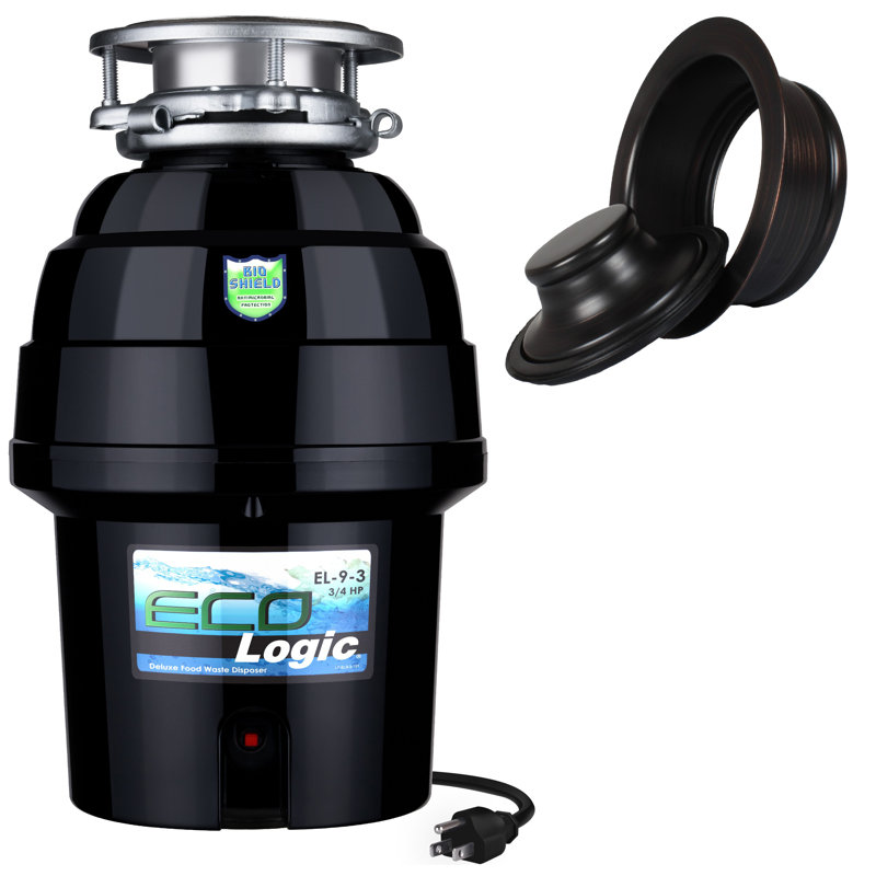 Eco Logic 9 Deluxe Food Waste Disposer with Oil Rubbed Bronze Sink Flange, 3/4 HP
