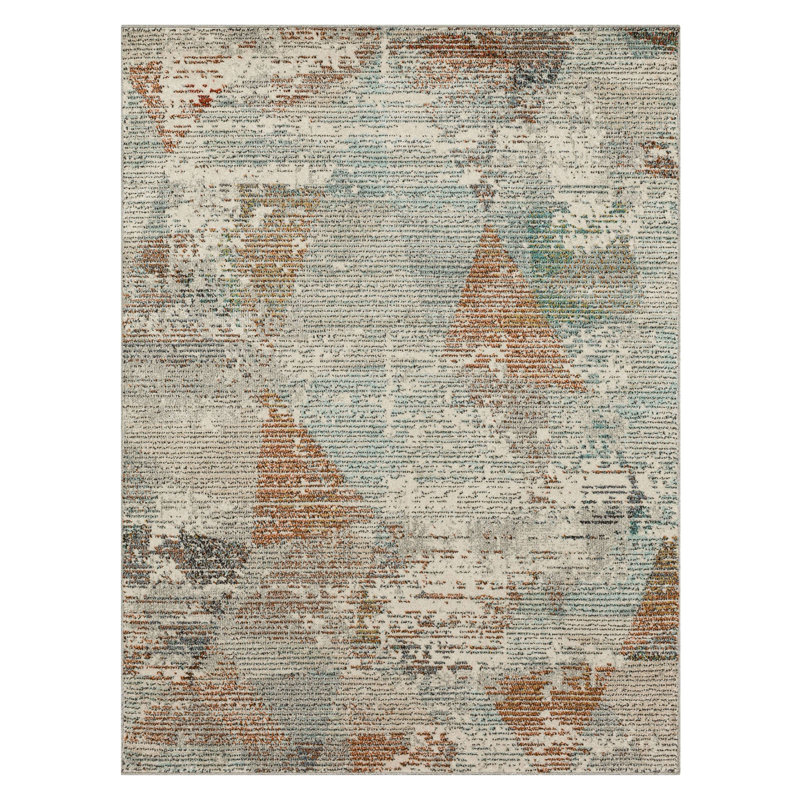 Attlee Grey Modern Abstract Geometric Area Rug, Rectangle 6' x 9'