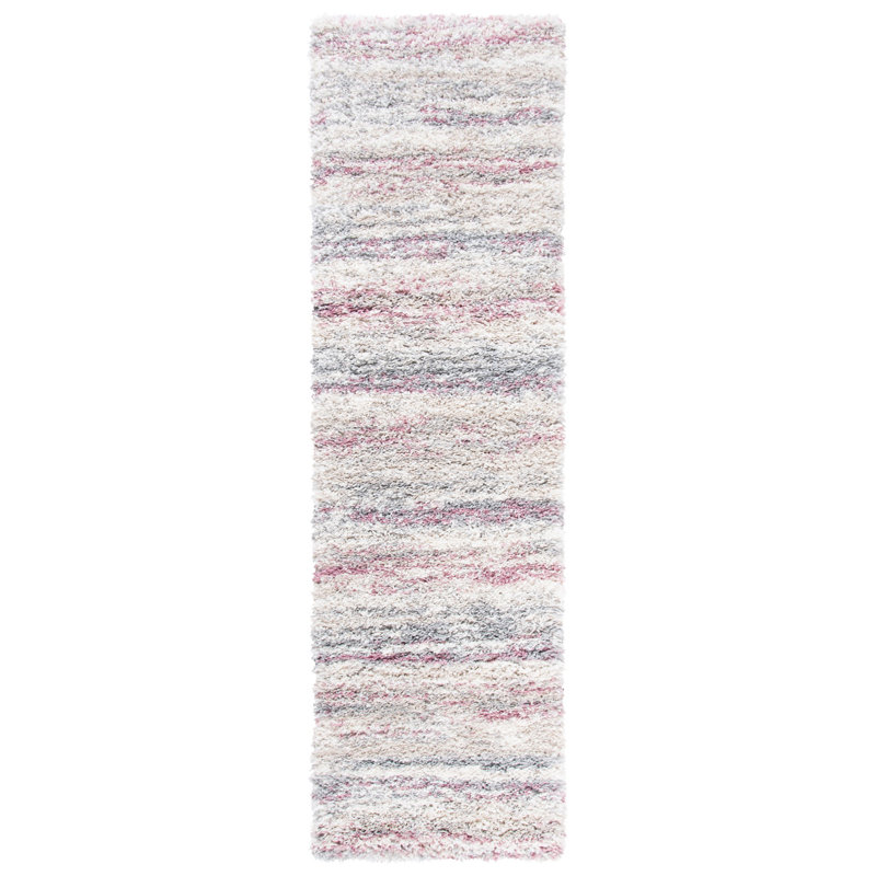 Tapis abstrait ivoire / rose Alexys, Tapis de couloir 2 pi 3 po x 12 pi