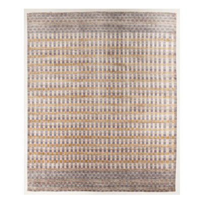 Hand Loomed Striped Area Rug in Yellow