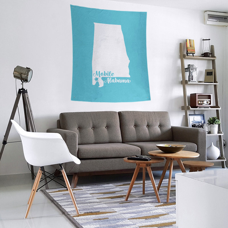 Tapisserie mobile Alabama, H 27,5 po x l 37,5 po, Bleu sarcelle