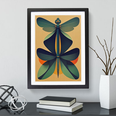 Dragonfly Retro Art - Framed Print