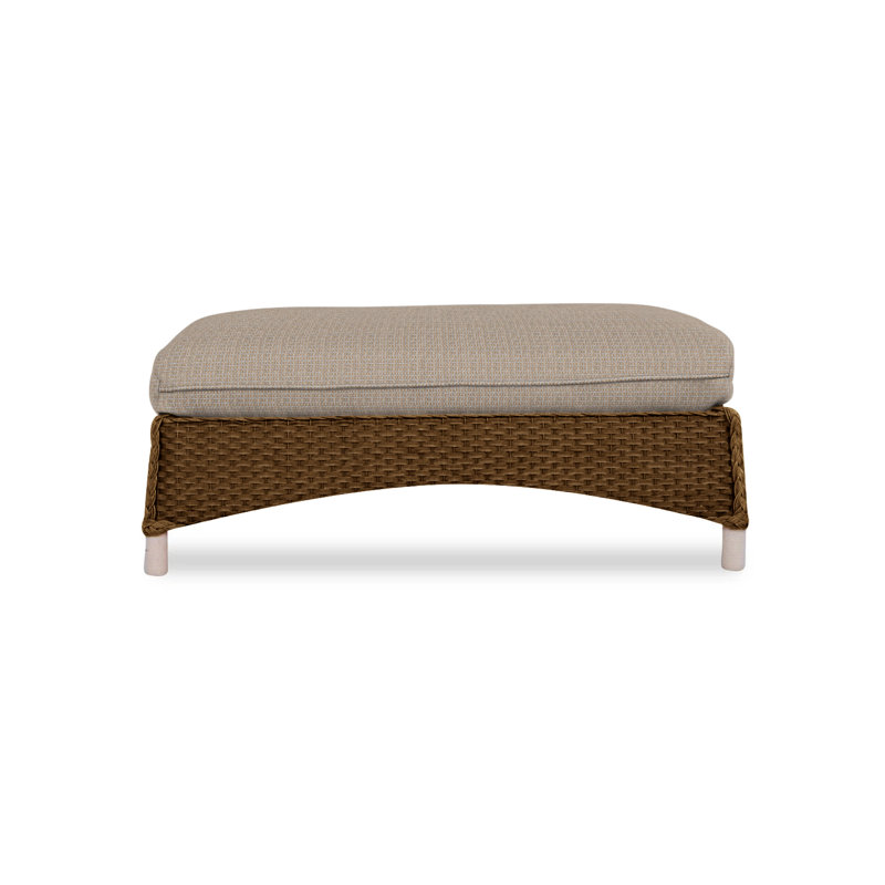 Mandalay Outdoor Ottoman, White, Demo Oatmeal