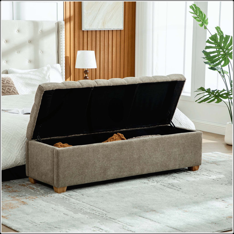 Banc de rangement 60,2 po Chenille, Taupe
