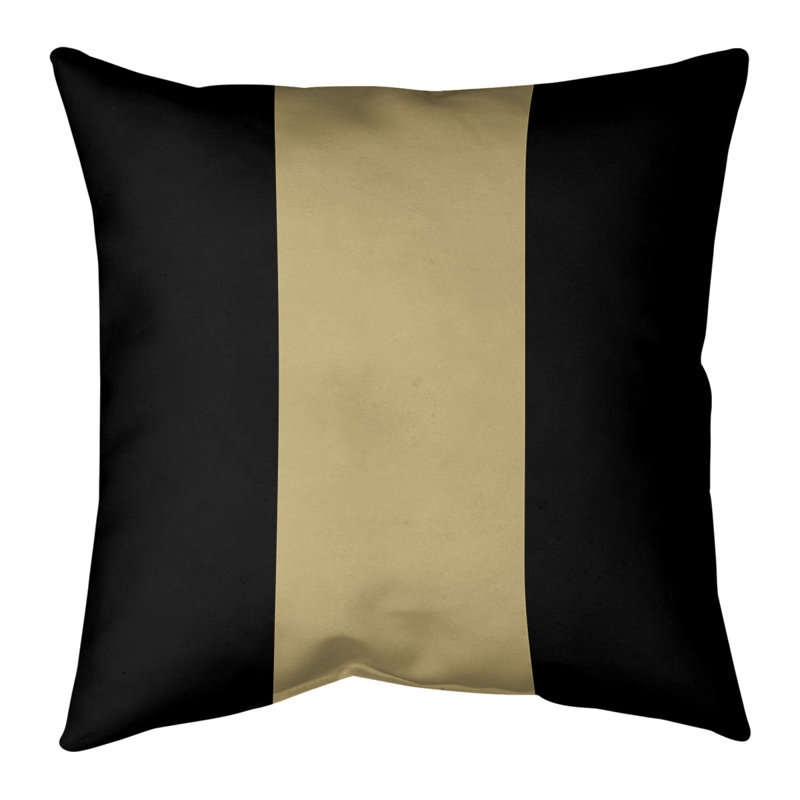 Coussin en suède Colorado, 26 po x 26 po, Noir / doré / noir