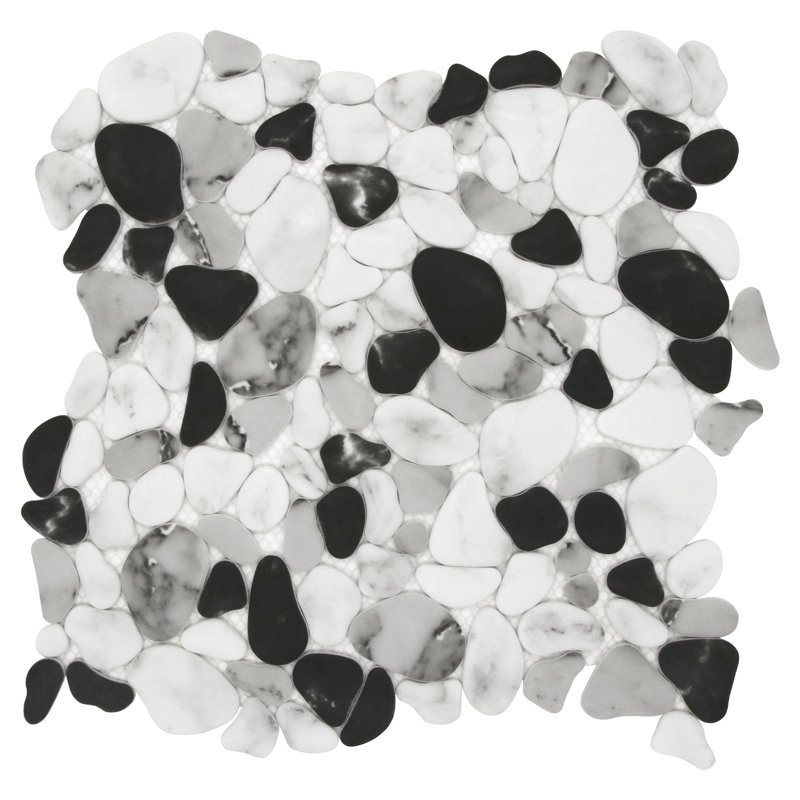 Carreau de mosaïque en verre 12 po x 12 po River Rocks