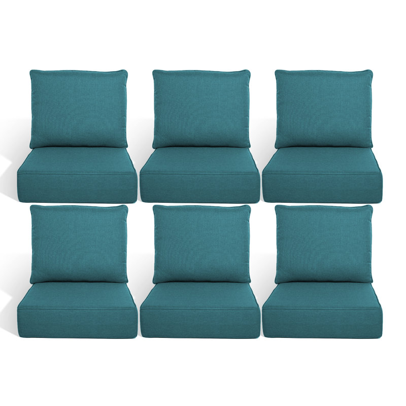 Coussin de siège / dossier de remplacement pour l'extérieur 6 po, 6, L 22 po x P 24 po, Vert paon