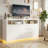 63" W TV Stand Cabinet With Built-In LED Lights & Surge-Protected Outlet | All-In-One Modern Entertainment Center