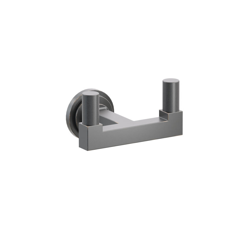 Emtek Select Double Hook w/ Step Disc Rosette, Square Stem & Knurled Tip, Oil Rubbed Bronze