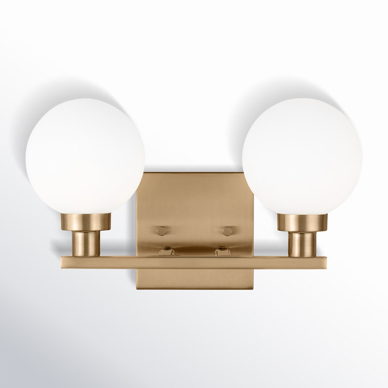 Ruba 2 Light Frosted Dimmable Vanity Light, Satin Brass