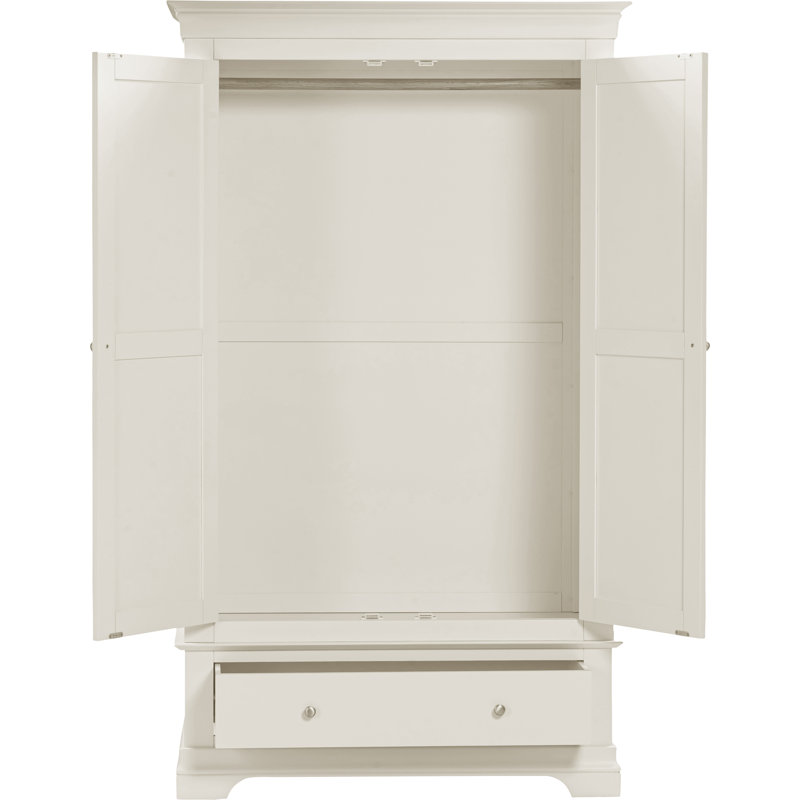 Adaleya 2 Door 1 Drawer Wardrobe, Ivory