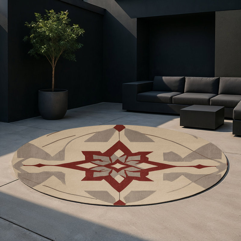 Pattern Interlace Indoor And Outdoor Area Rug, Round 5'
