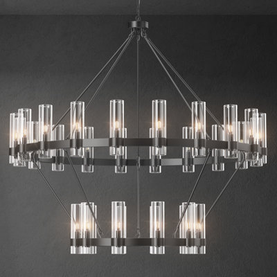 Moeshia 30-Light Tiered Wagon Wheel Chandelier