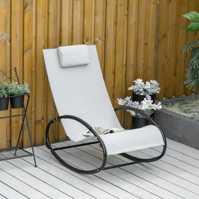 Nebil Rocking Chair Sun Lounger Recliner Rocker Patio with Pillow Grey