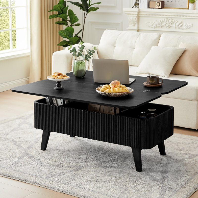 4-In-1 Multi-Fuction Lift Top Coffee Table With Storage, Black