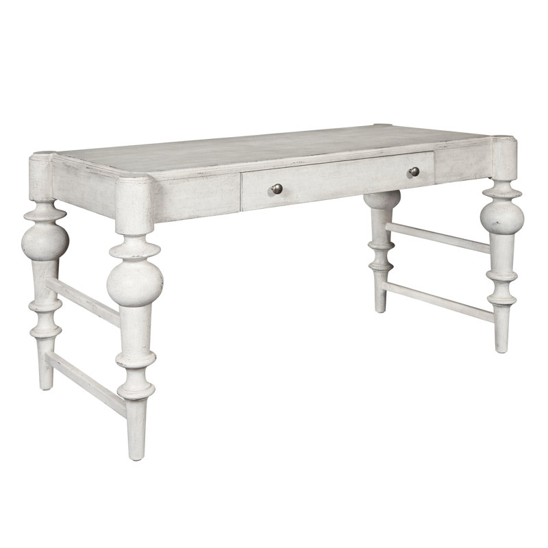 Dove Gray Farmhouse Wood Writing Desk with Drawer