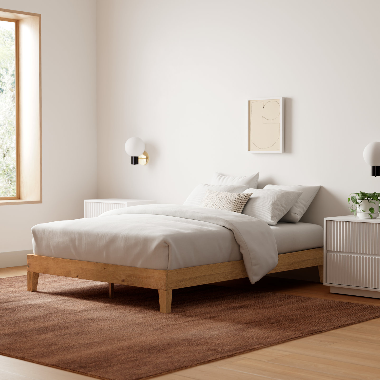 Amaryn Platform Bed, Natural, Queen