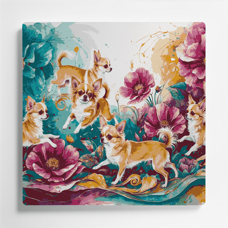 Chiens chihuahua, art mural en métal brun, H 16 po x l 16 po