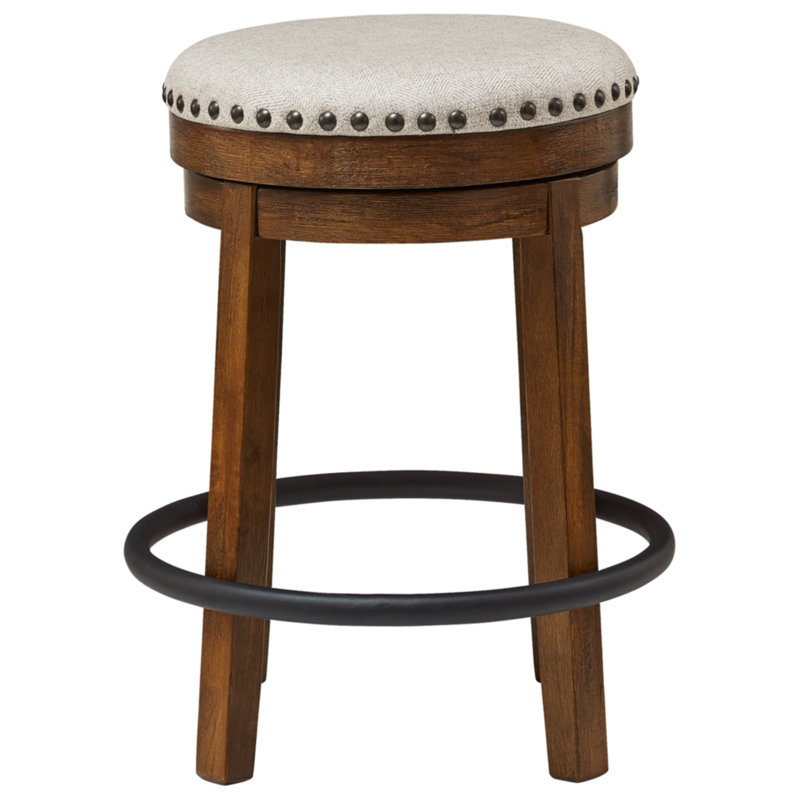 Valebeck Transitional Swivel Counter Stool in Black and Beige