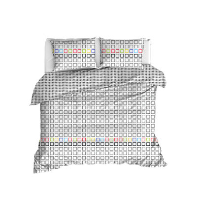 Ensemble de housse de couette 100% coton blanc / noir Benton