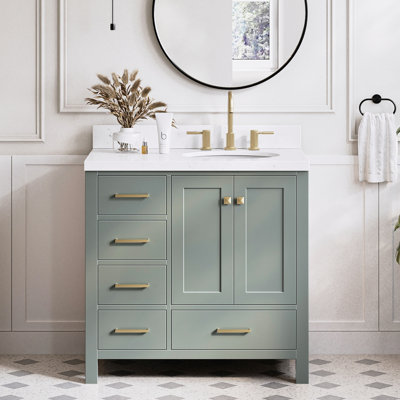 Ensemble de meuble-lavabo simple 36,25 po avec plateau en quartz Amariani