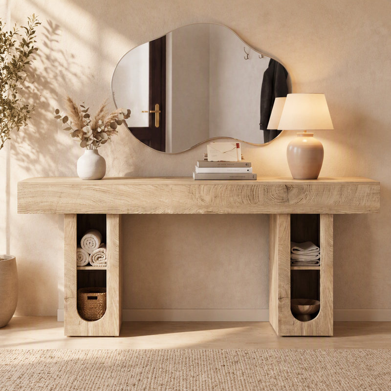 Console d'entrée avec tablettes, Naturel, Naturel, Naturel