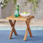 Table d'appoint rustique en bois - finition sablée, 17,93 po x 18,23 po, finition extérieure Patio Majesty, large et profond, pour utilisation