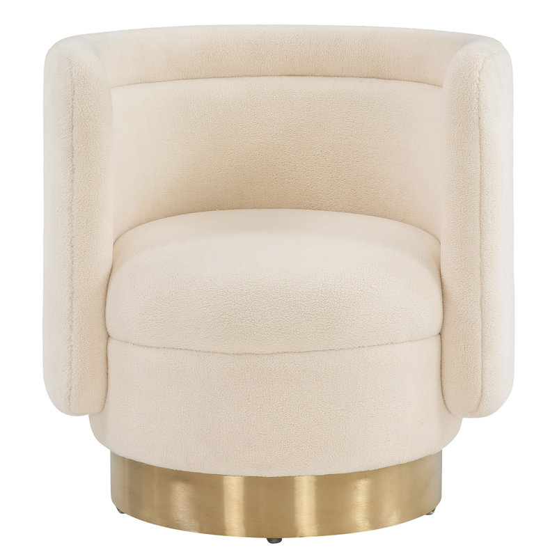 Tews Upholstered Swivel Barrel Chair, Ivory