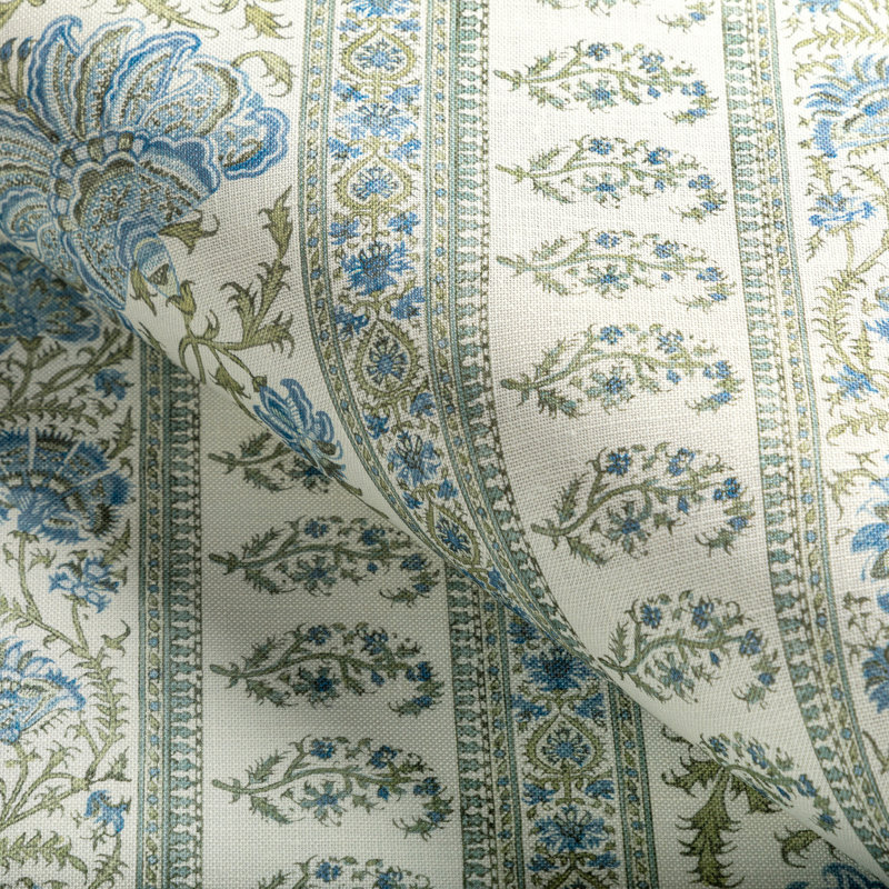 Indiennes Stripe Fabric, Sea