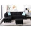 Canapé modulaire en forme de L 3 pièces pour marathons de cinéma, 4 places, siège central escamotable avec porte-gobelets, deux coussins décoratifs assortis et rangement intérieur assorti, structure en bois massif et en bois d'ingénierie-1812516077