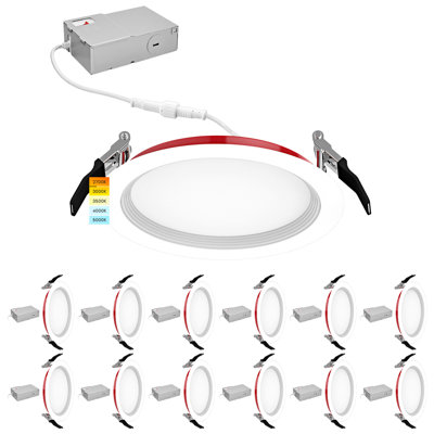 Luxrite 6'' Selectable Color Temperature 13 Watt Dimmable Air-Tight IC Rated LED Canless Recessed Lighting Kit