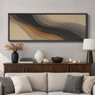 Large Framed Canvas Print Wall Art - Neutral Abstract Print for Minimalist Modern Wall Decor