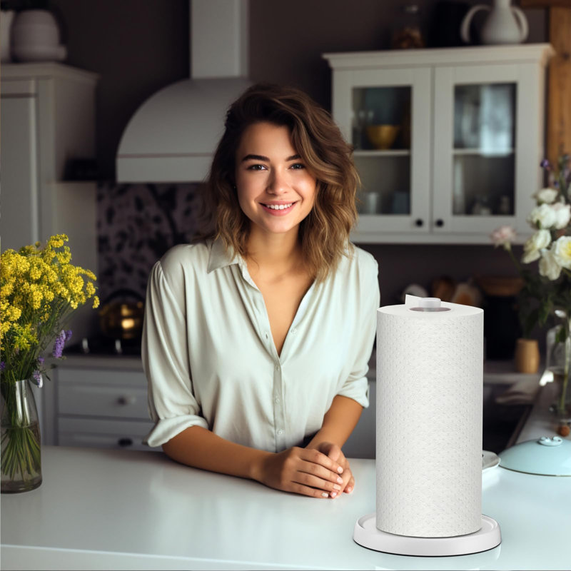 Porte-rouleau de papier essuie-tout avec mécanisme à cliquet, Blanc