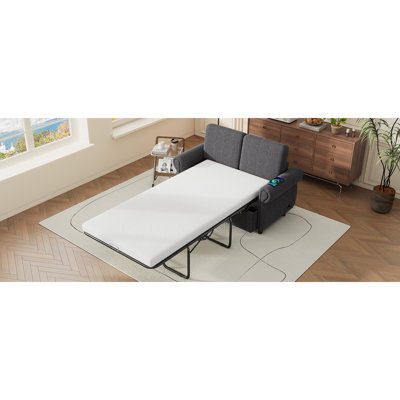 Orisfur Pull Out Sofa Bed  Loveseat Sleeper with Memory Mattress with USB Ports   Spaces