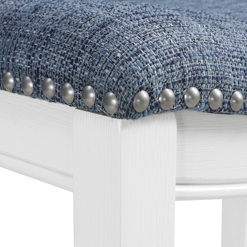 Tabouret de bar et de comptoir Clewiston, Indigo, Blanc, Tabouret de comptoir (assise de 24,75 po de hauteu