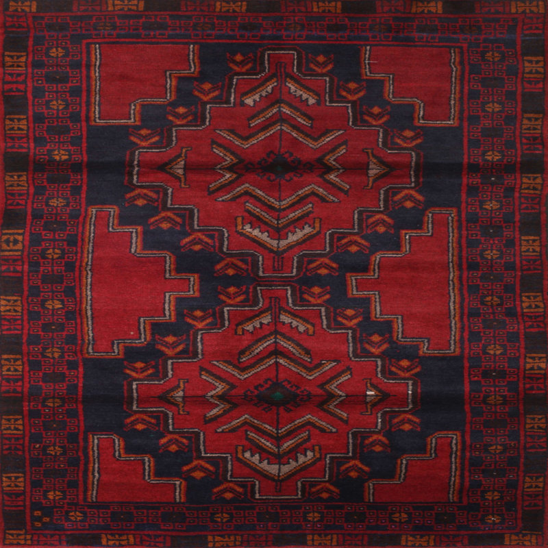 Tapis rouge à motif sud-ouest, Rond 4 pi
