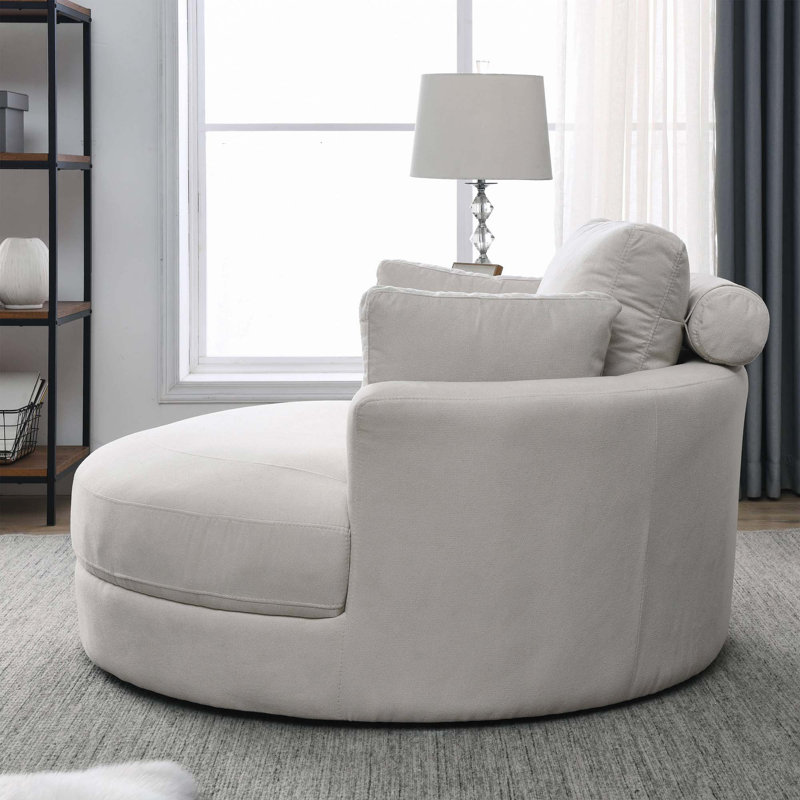 Méridienne pivotante avec repose-pieds, Lin beige