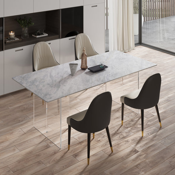 Wrought Studio Razile Modern Rectangular Sintered Stone Dining Table ...