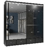 Desilets High Gloss Sliding Wardrobe with Mirror 