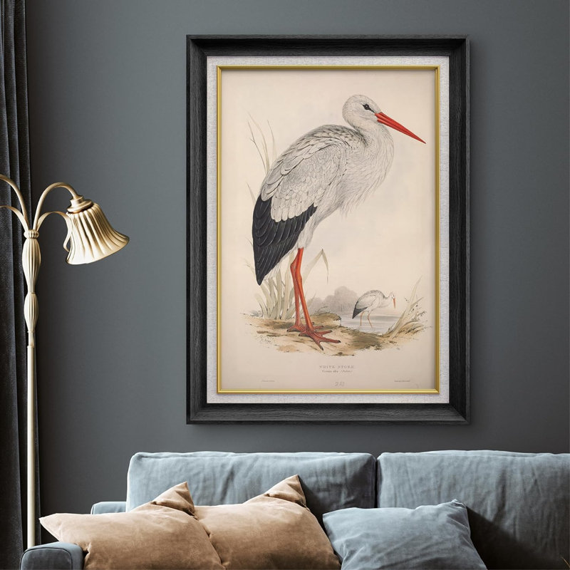 Cigogne blanche, animaux, peinture sur toile, Noir