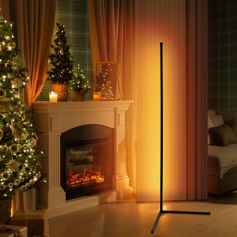 56 Inches RGB Color Changing Corner Floor Lamp with USB Cable, Minimalist Column Floor Lamp